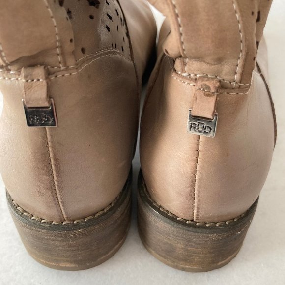 Rud by Rudsak tall / mid calf western leather boots, star cut outs, tan / taupe - Picture 4 of 14
